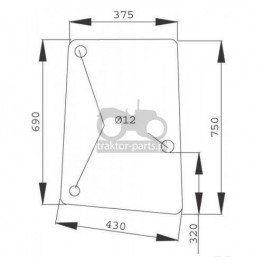 1020-KA66 Szyba prawa boczna John Deere,L171975